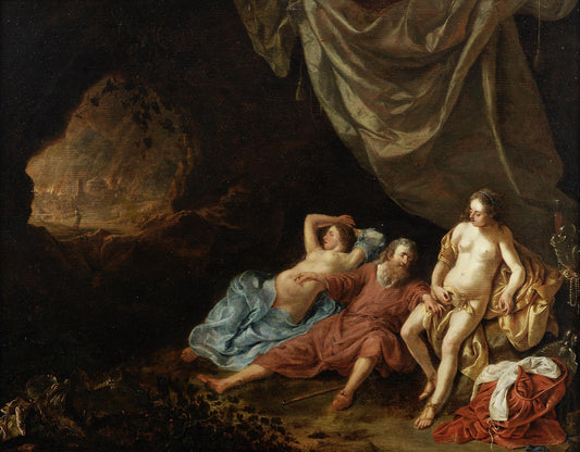 Lot and his Daughters, vintage artwork by Jacob Van Loo, 12x8" (A4) Poster