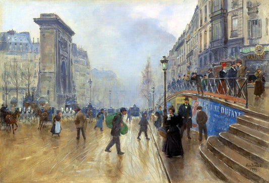 The Boulevard Saint-Denis in Paris, vintage artwork by Jean-Georges Beraud, 12x8" (A4) Poster
