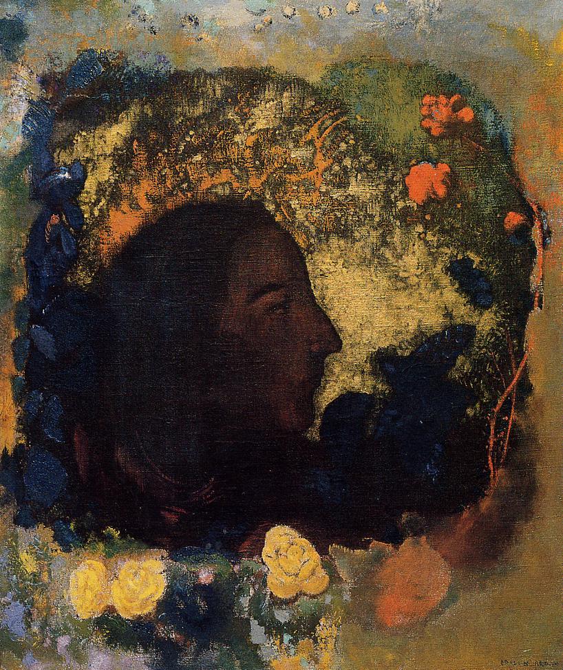 Black Profile, vintage artwork by Odilon Redon, 12x8" (A4) Poster