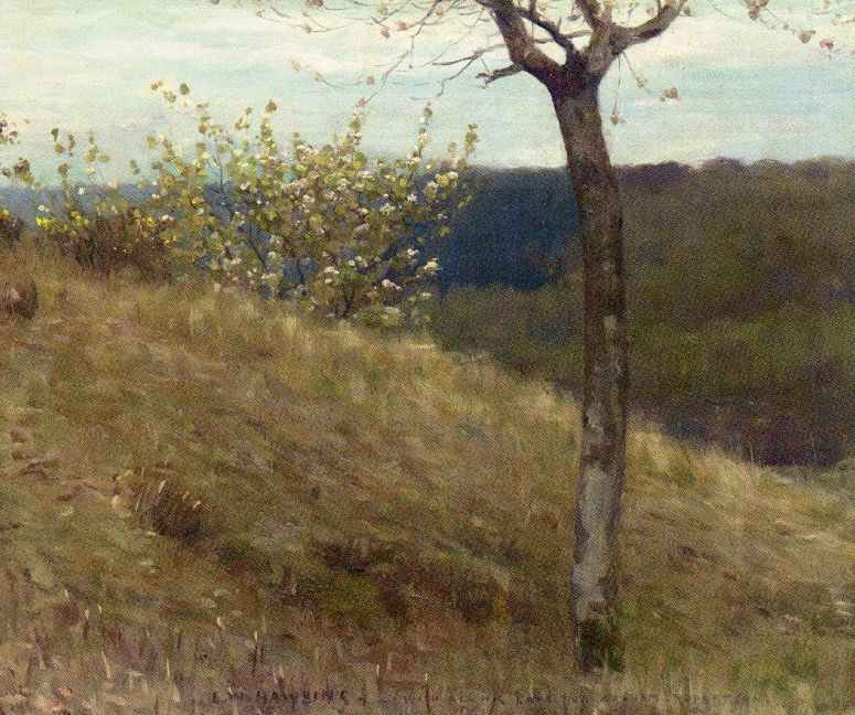 A landscape with blossom, vintage artwork by Louis Welden Hawkins, 12x8" (A4) Poster