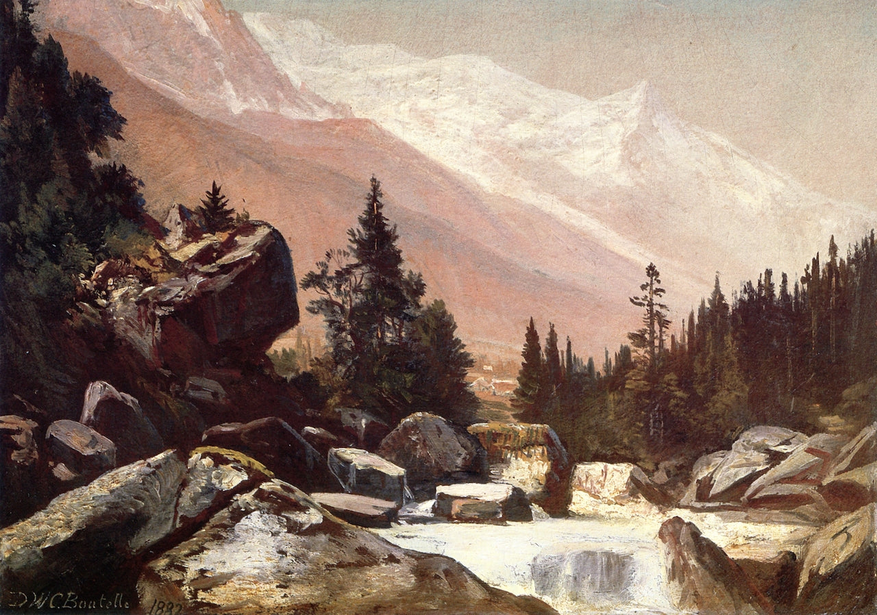 Mountain Landscape with Stream, vintage artwork by De Witt Clinton Boutelle, A3 (16x12") Poster Print