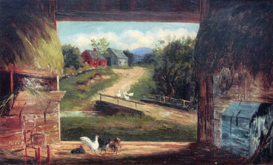 Old Barn in Bartlett NH, vintage artwork by Frank Henry Shapleigh, 12x8" (A4) Poster