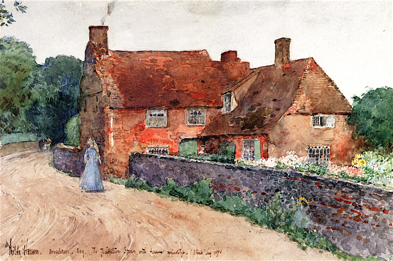 Broadstairs Cottage, vintage artwork by Childe Hassam, 12x8" (A4) Poster