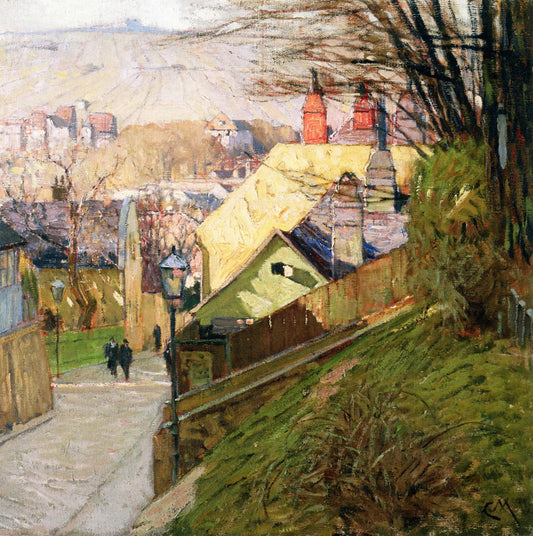 The House of Therese Krones in Döbling in Wein, vintage artwork by Oskar Moll, 12x8" (A4) Poster