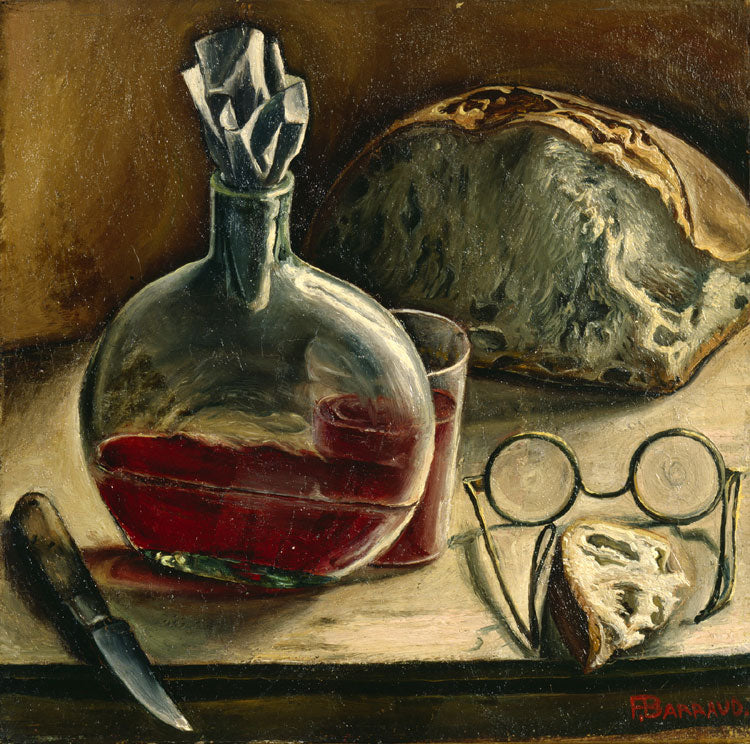 carafe of wine, bread and glasses by François-Emile Barraud,16x12(A3) Poster