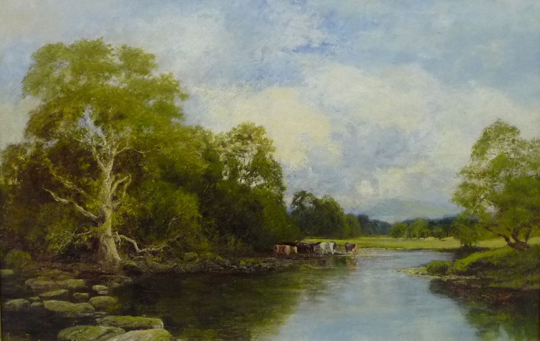 Summer River Landscape, vintage artwork by John Clayton Adams, 12x8" (A4) Poster