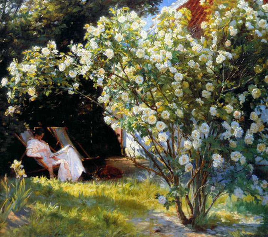 Marie in the Garden, vintage artwork by Peder Severin Kroyer, 12x8" (A4) Poster
