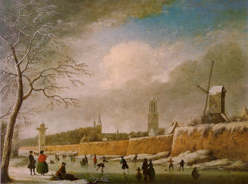 Skating view, vintage artwork by Jan ten Compe, 12x8" (A4) Poster