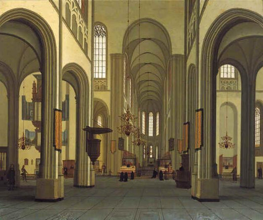 Interior of the Dom Church in Utrecht, vintage artwork by Hendrick Cornelisz van Vliet, 12x8" (A4) Poster