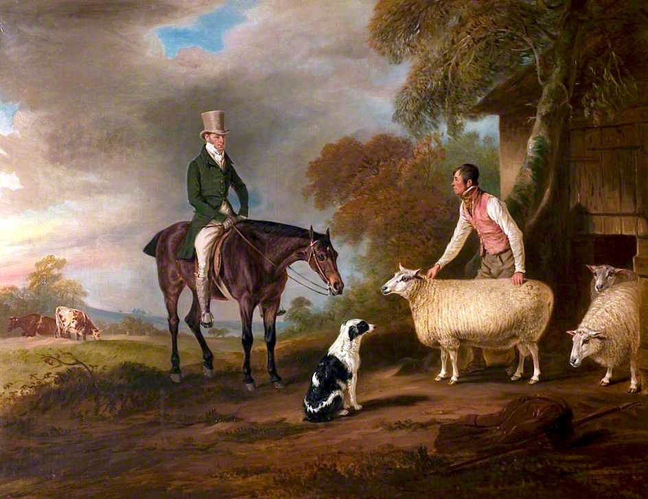 Sir John Palmer on His Favourite Mare with His Shepherd, John Green...., vintage artwork by John E. Ferneley, Sr, 12x8" (A4) Poster