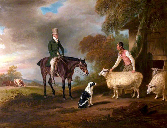 Sir John Palmer on His Favourite Mare with His Shepherd, John Green...., vintage artwork by John E. Ferneley, Sr, 12x8" (A4) Poster