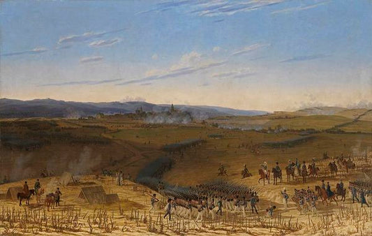 The Battle at Bar-sur-Aube, vintage artwork by Wilhelm von Kobell, 12x8" (A4) Poster