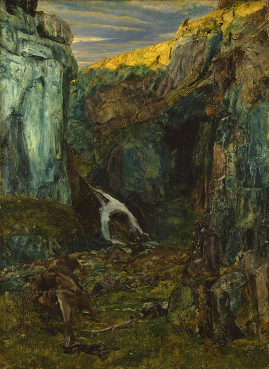 Gordale Scar, Yorkshire, vintage artwork by John William Inchbold, 12x8" (A4) Poster