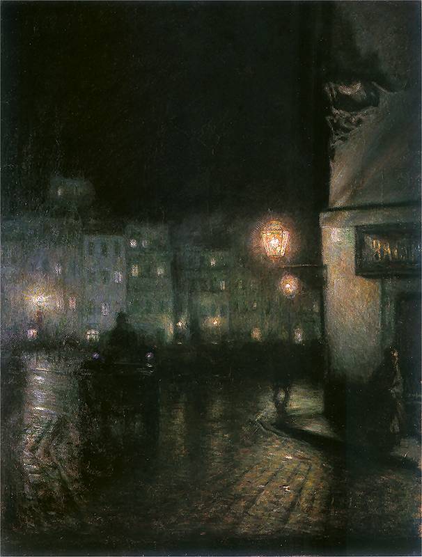 The Old Town in Warsaw at Night by Jozef Pankiewicz,A3(16x12")Poster
