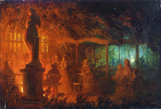 A Study for 'Soiree de feux de Bengale au Vaux-Hall, Parc de Bruxelles', vintage artwork by Petrus van Schendel, A3 (16x12") Poster Print