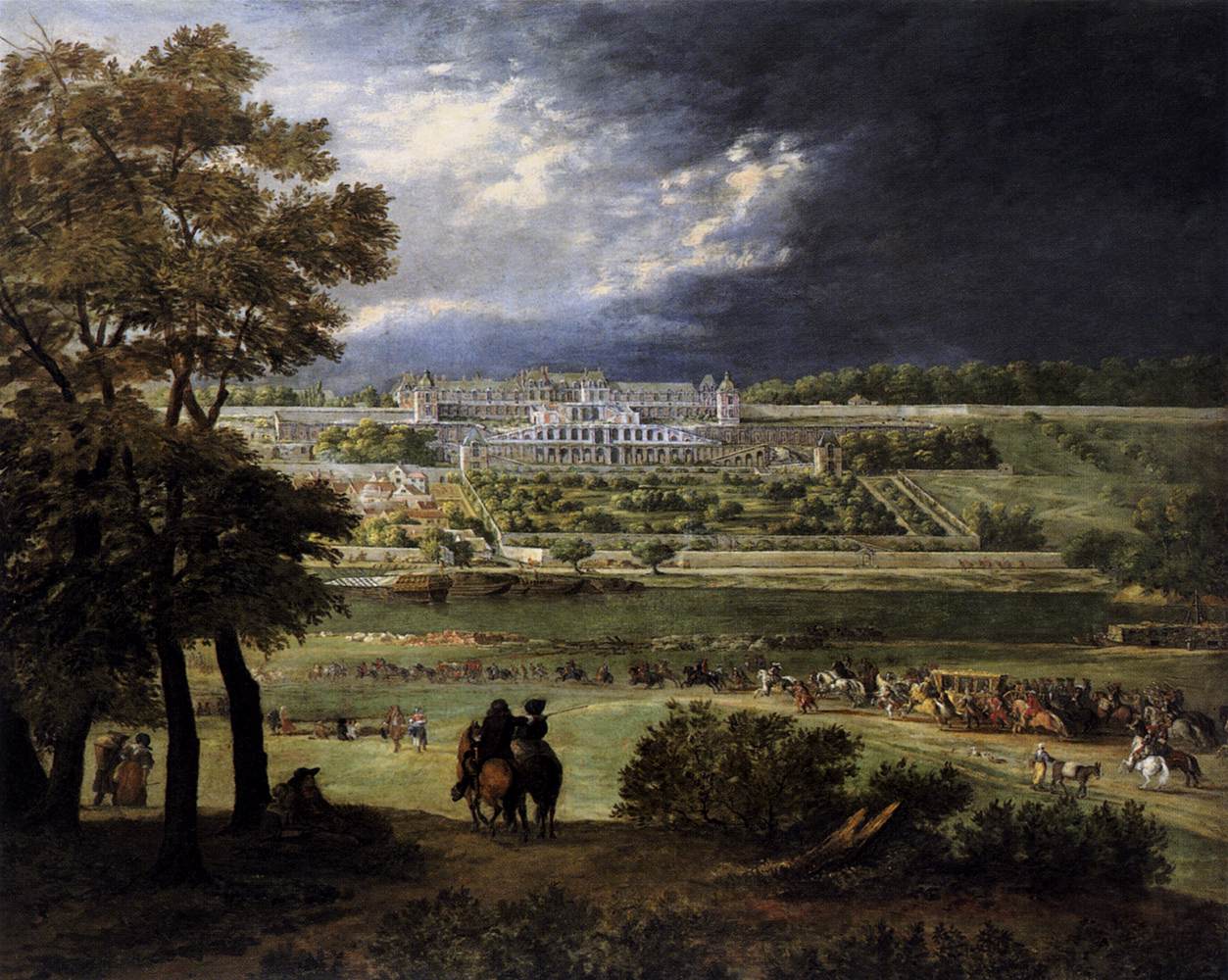 The New Château at Saint-Germain-en-Laye, vintage artwork by Adam Frans van der Meulen, 12x8" (A4) Poster