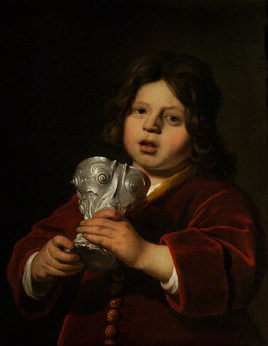 A Boy with a Silver Cup by  Christian van Vianen of 1640, vintage artwork by Bartholomeus van der Helst, 12x8" (A4) Poster
