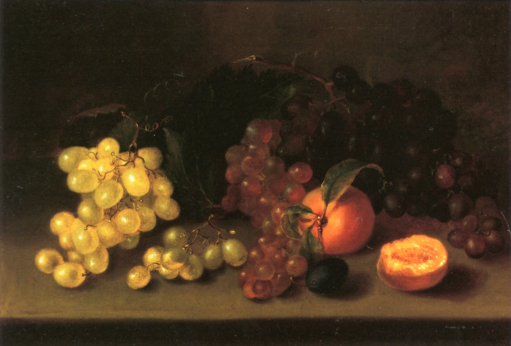 Grapes and Peaches, vintage artwork by Mary Jane Peale, 12x8" (A4) Poster