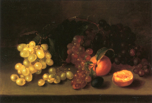 Grapes and Peaches, vintage artwork by Mary Jane Peale, 12x8" (A4) Poster