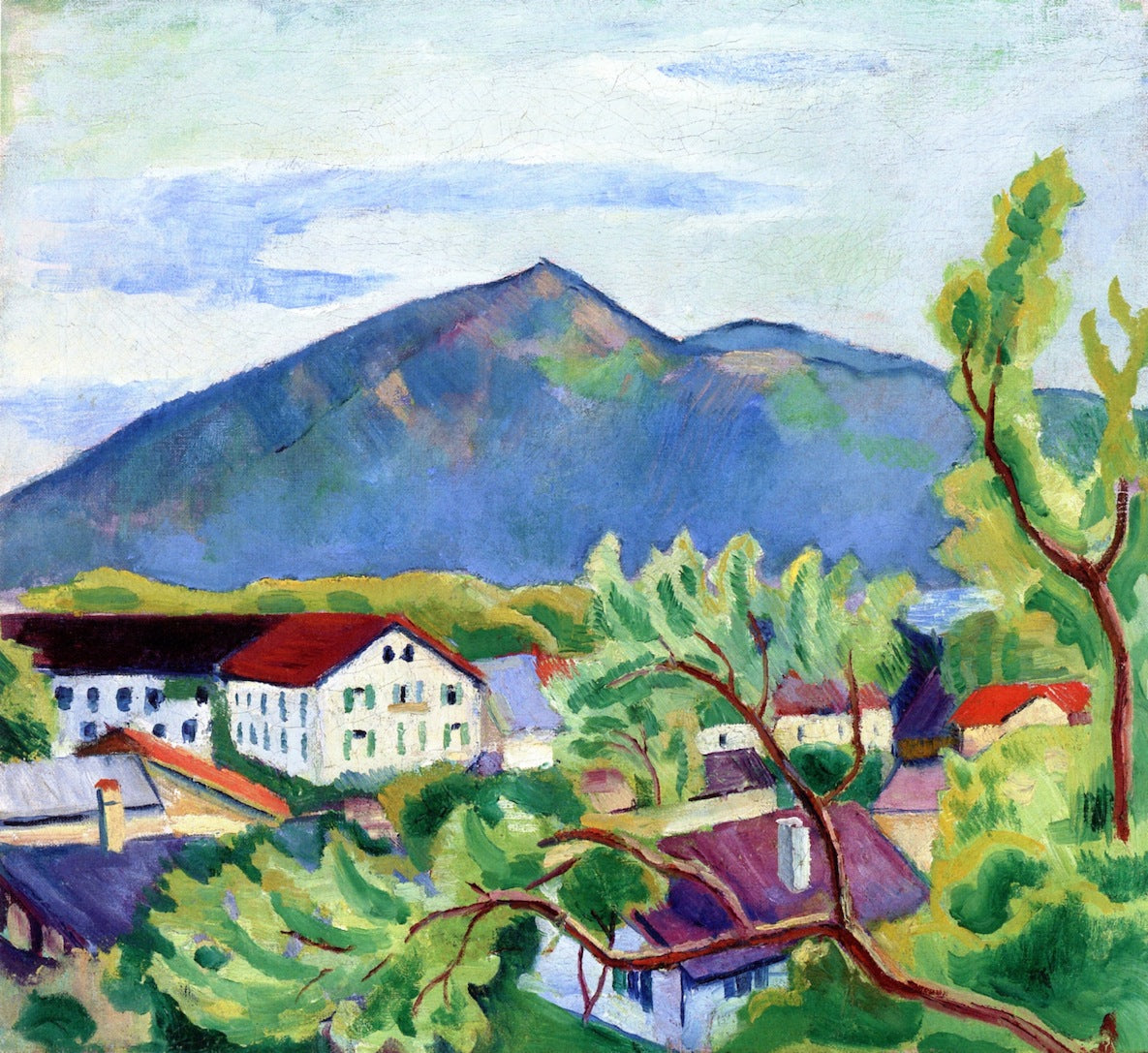 Spring Landscape in Tegernsee, vintage artwork by August Macke, 12x8" (A4) Poster