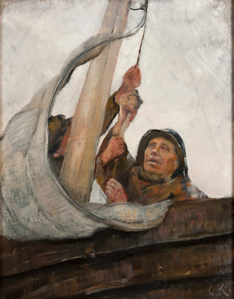 Setting Sail, vintage artwork by Christian Krohg, 12x8" (A4) Poster