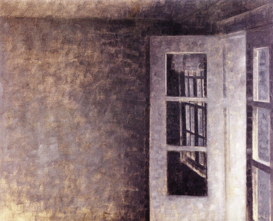The Balcony Room at Spurveskjul, vintage artwork by Vilhelm Hammershøi, 12x8" (A4) Poster