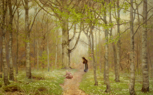 A Path through the Anemones, vintage artwork by Hans Andersen Brendekilde, 12x8" (A4) Poster