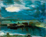 Barges on the Stour with Dedham Church in the Distance, vintage artwork by John Constable, 12x8" (A4) Poster