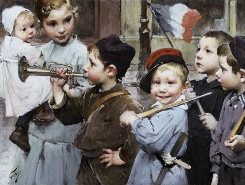 Bastille Day, vintage artwork by Henri Jules Jean Geoffroy, 12x8" (A4) Poster