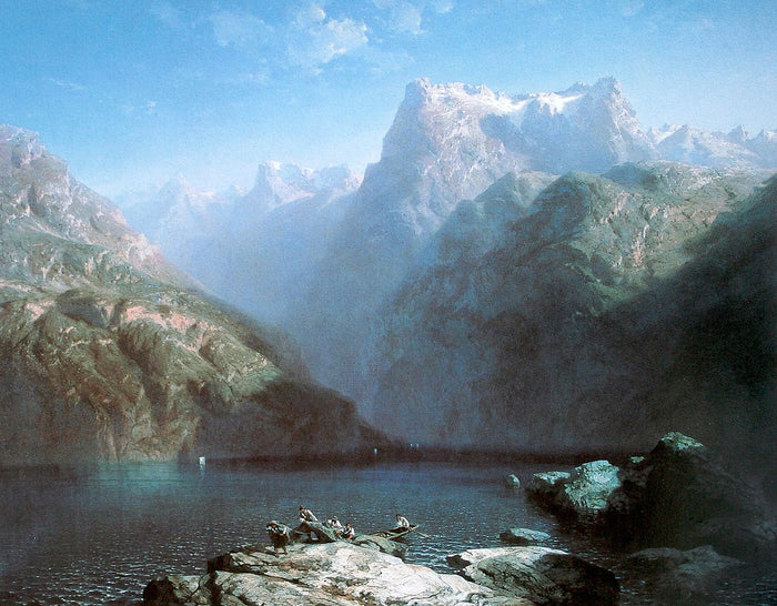 Der Vierwaldstättersee (Lake Lucerne), vintage artwork by Alexandre Calame, A3 (16x12