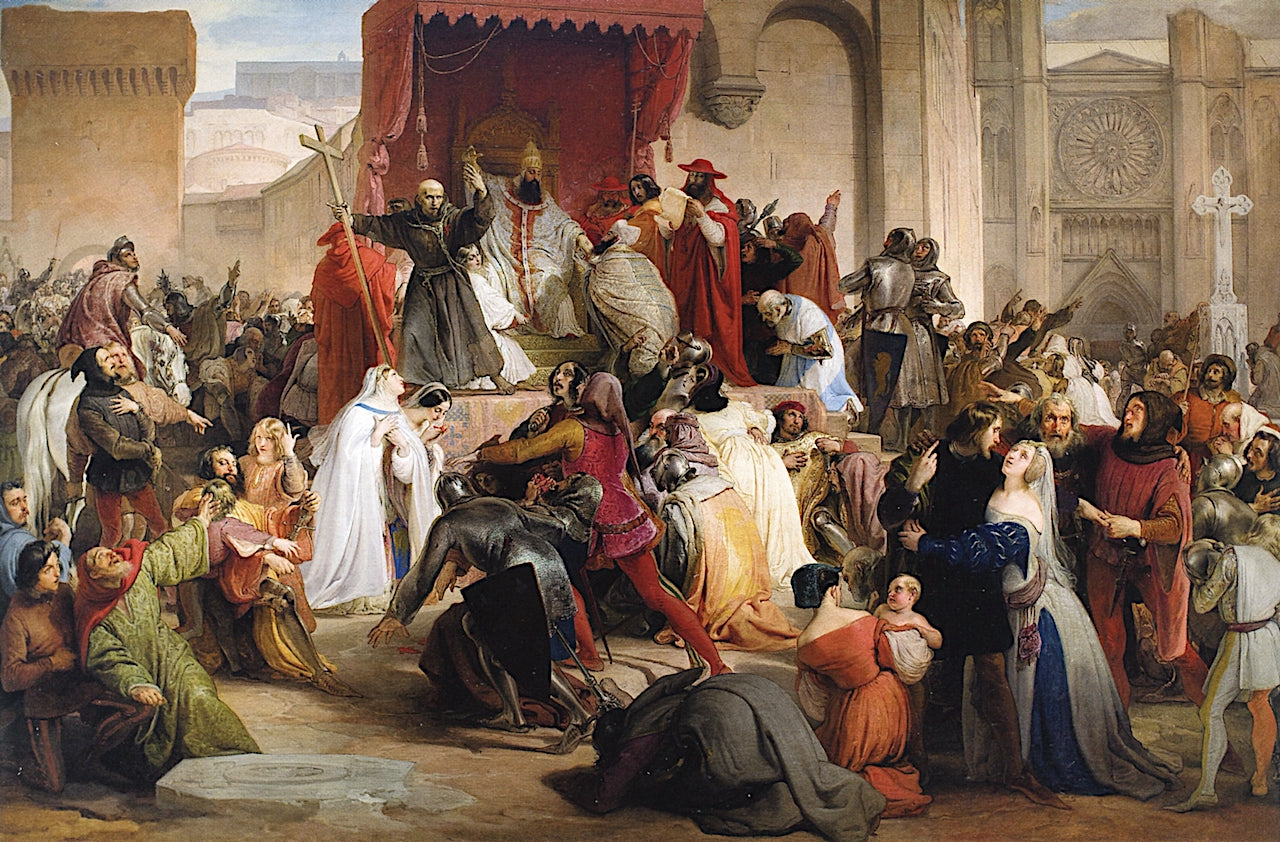 Pope Urban II Preaching the First Crusade, vintage artwork by Francesco Paolo Hayez, A3 (16x12") Poster Print