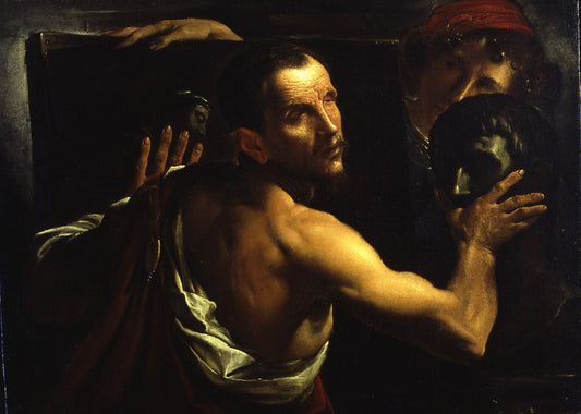 Allegory of the Five Senses: Sight and Touch, vintage artwork by Pietro Paolini, 12x8" (A4) Poster