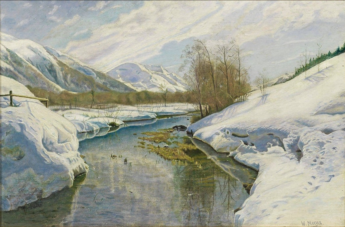 Early Spring in Engadine, vintage artwork by Walter Moras, 12x8" (A4) Poster