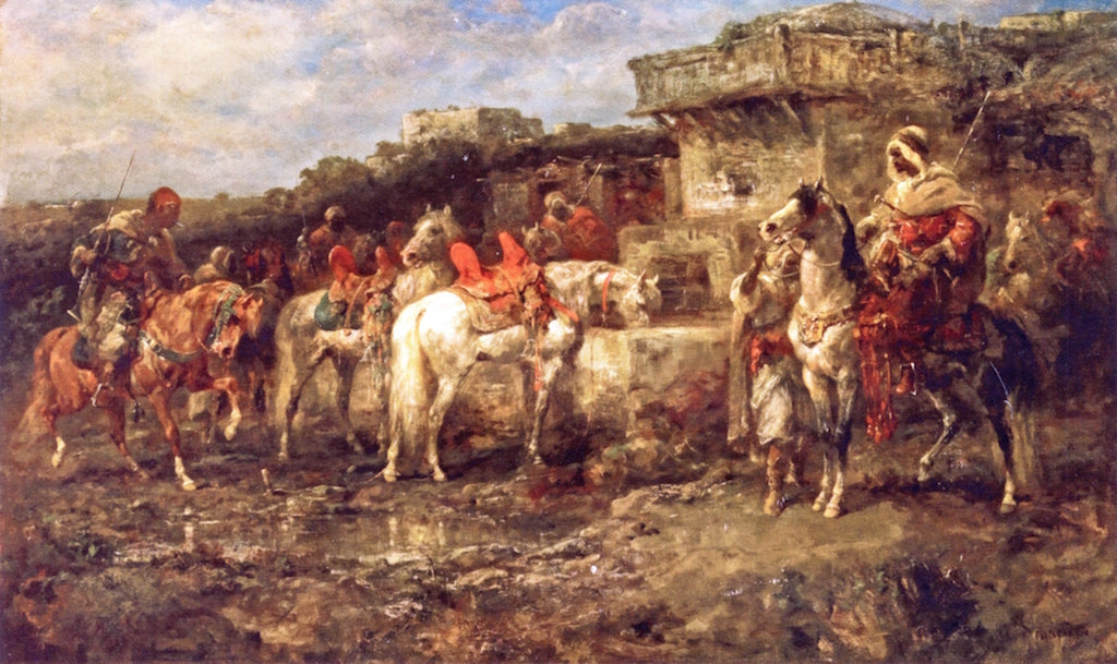 The Skirmish, vintage artwork by Adolf Christian Schreyer, 12x8" (A4) Poster