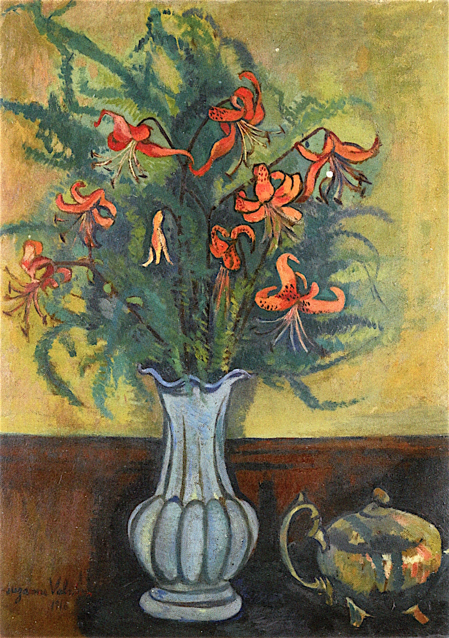 Vase of Flowers and Teapot, vintage artwork by Suzanne Valadon, 12x8" (A4) Poster