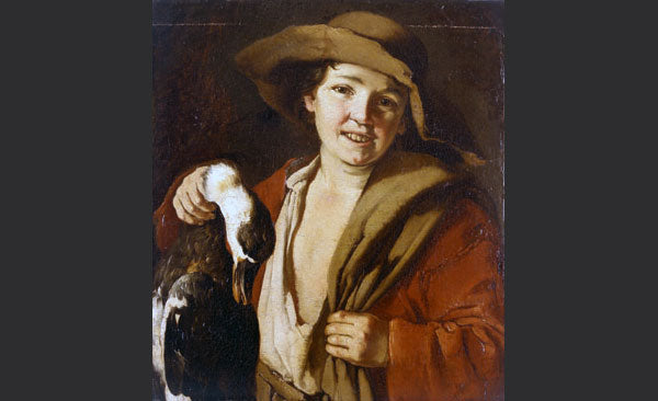 Jeune Homme tenant un canard, vintage artwork by Giacomo Cipper, 12x8" (A4) Poster