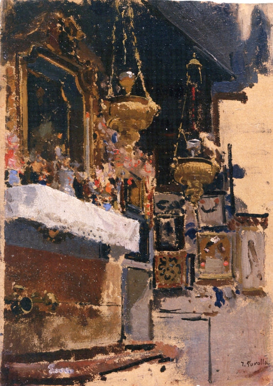 Altar of Saint Vincent Ferrer, Valencia, vintage artwork by Joaquin Sorolla y Bastida, 12x8" (A4) Poster