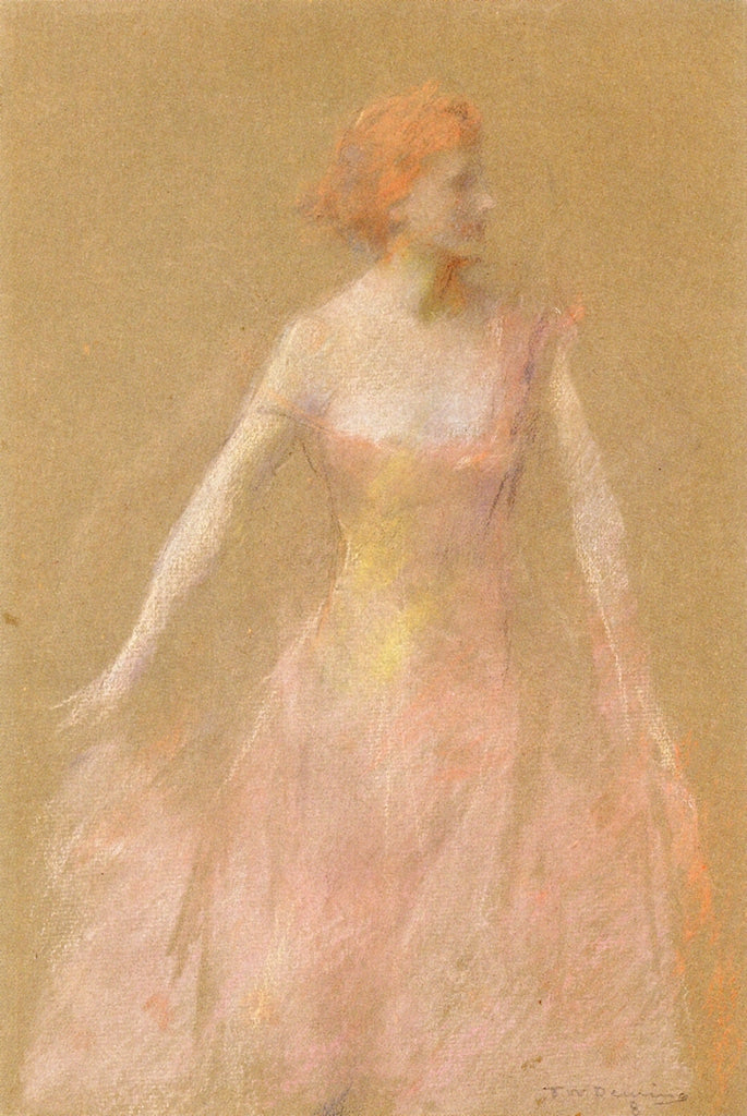 Orange Pink No. 8, vintage artwork by Thomas Wilmer Dewing, 12x8" (A4) Poster
