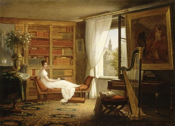 Madame Recamier a l'Abbaye-aux-Dames, vintage artwork by Francois-Louis Dejuinne, 12x8" (A4) Poster