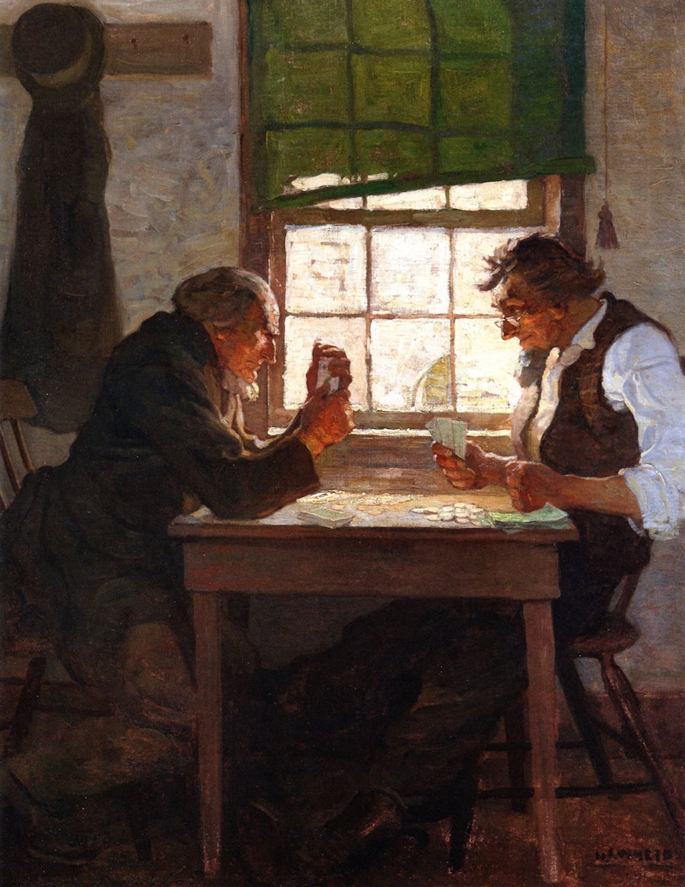 In the Tail of a Game of Draw by Newell Convers (N.C.) Wyeth,16x12(A3) Poster