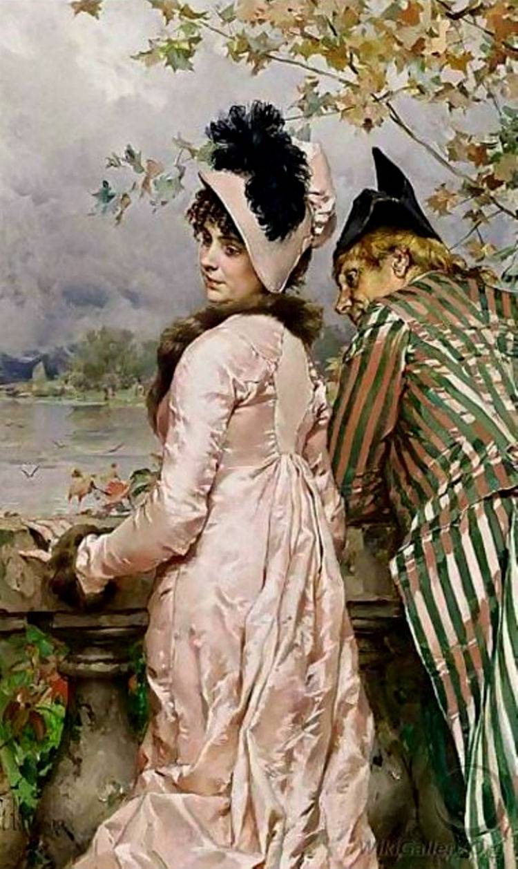 The Flirtation, vintage artwork by Frederik Henrdik Kaemmerer, 12x8" (A4) Poster