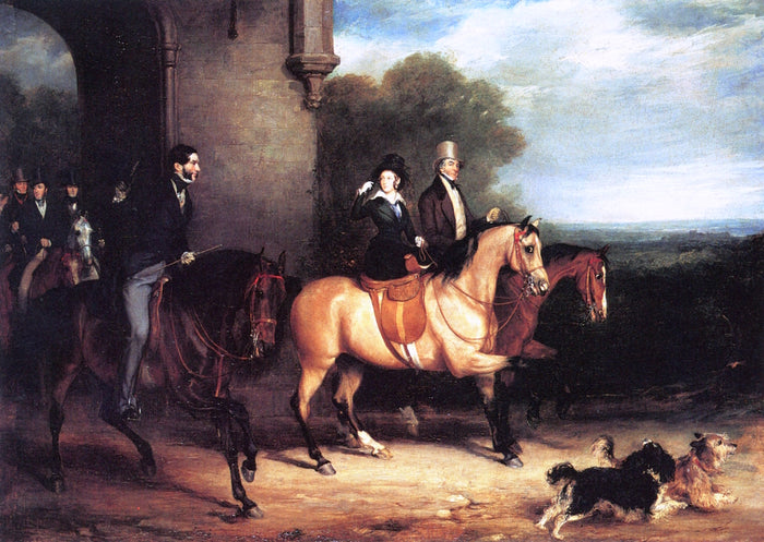 Queen Victoria Riding out with Her Gentlemen, vintage artwork by Sir Francis Grant, P.R.A., A3 (16x12