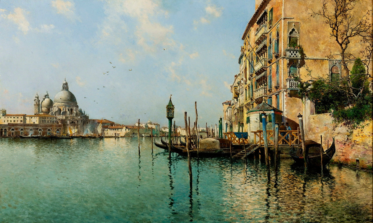 Maria della Salute in the distance by Emilio Sanchez-Perrier,A3(16x12")Poster