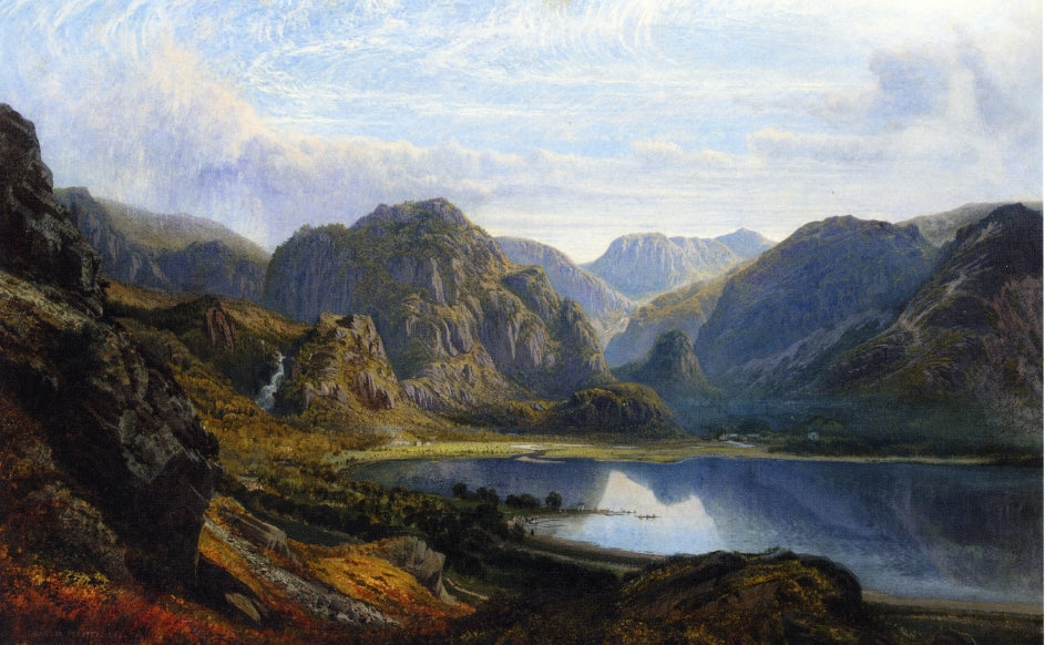 The Head of Derwentwater and Borrowdale from the Raven Crag near Barrow, vintage artwork by Charles Pettitt, 12x8" (A4) Poster