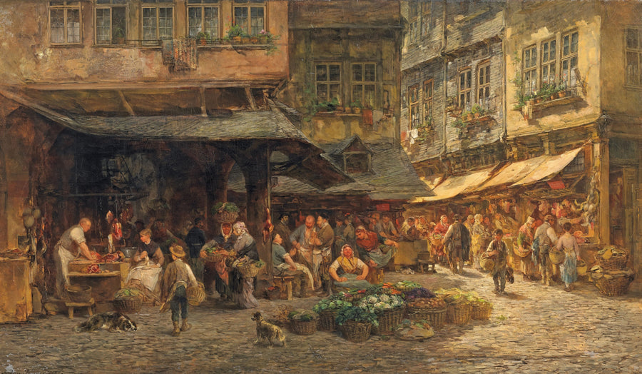 The Schirn in Frankfurt, vintage artwork by Anton Burger, 12x8" (A4) Poster