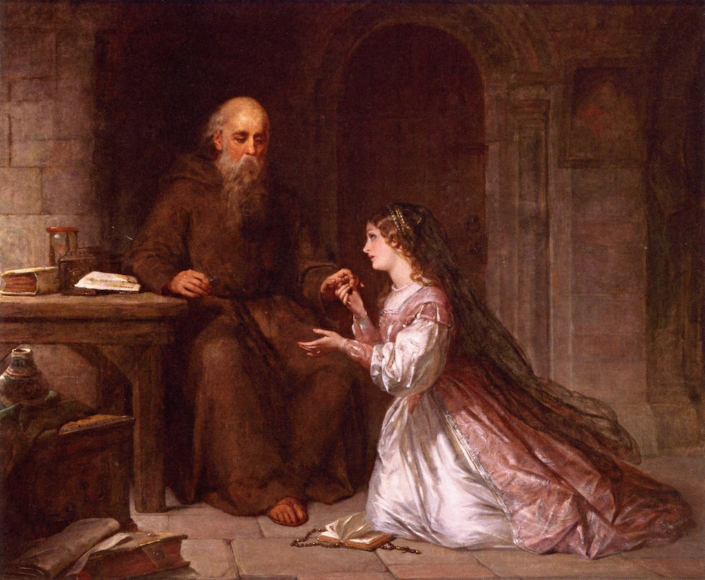 Juliet and the Friar, vintage artwork by Thomas Francis Dicksee, R.A., A3 (16x12") Poster Print