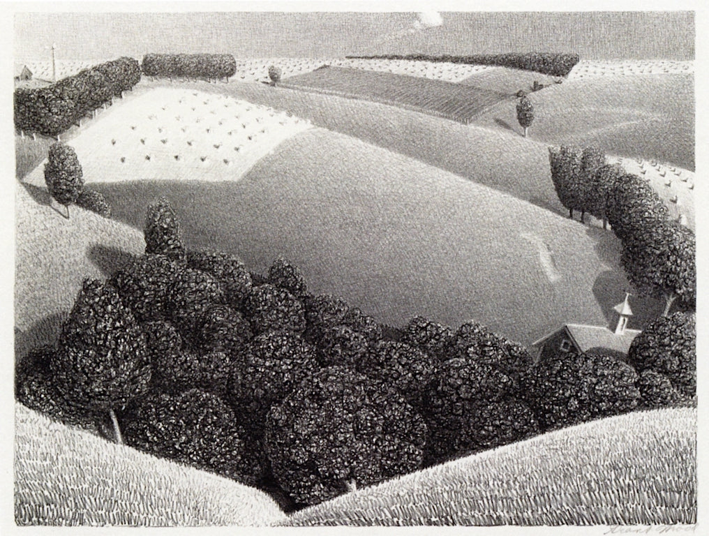 July Fifteenth, vintage artwork by Grant Wood, 12x8" (A4) Poster