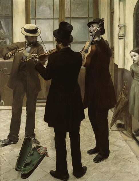 Les Musiciens, vintage artwork by Albert Bartholome, 12x8" (A4) Poster
