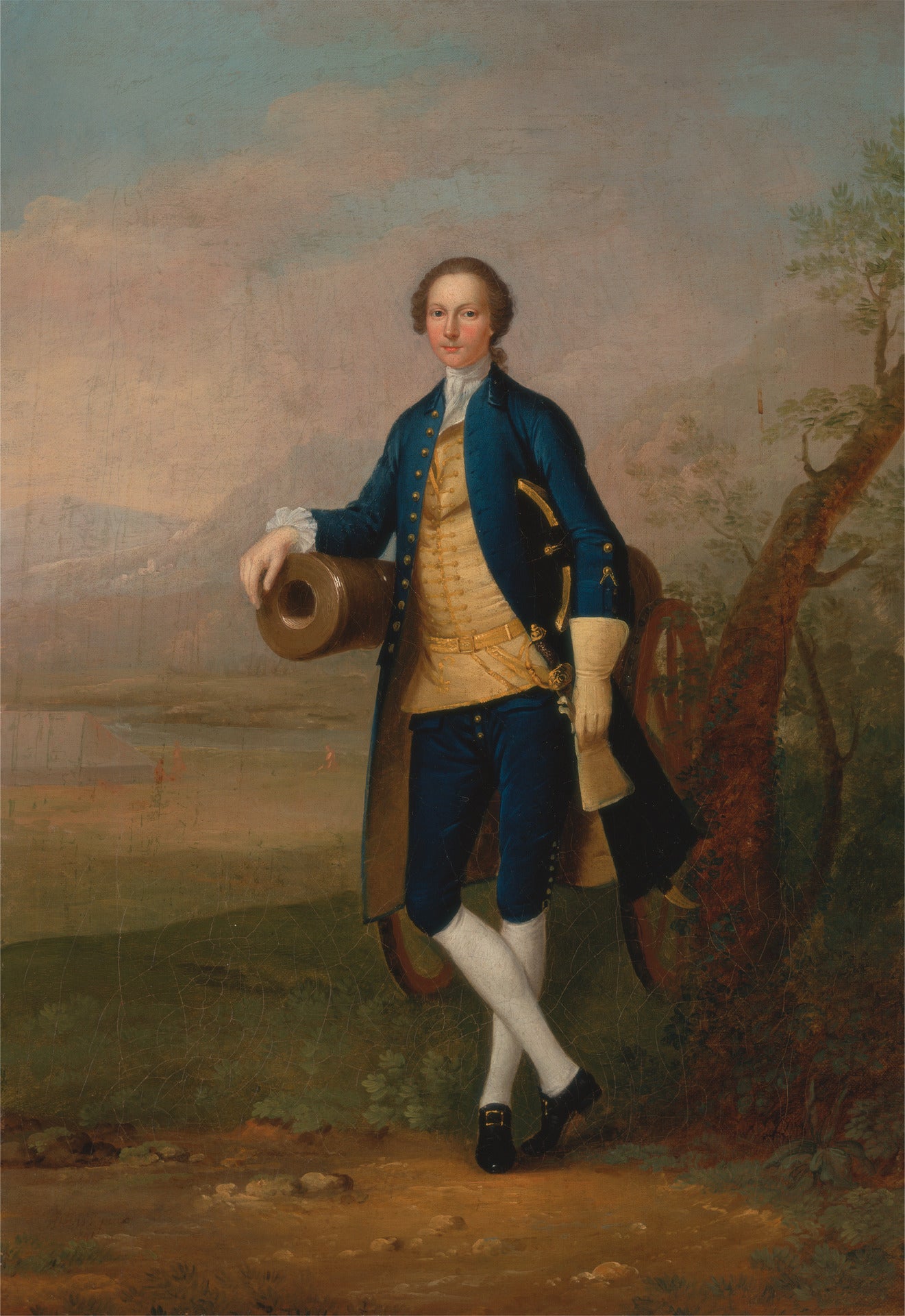 Gentleman with a Cannon, vintage artwork by Arthur Devis, 12x8" (A4) Poster