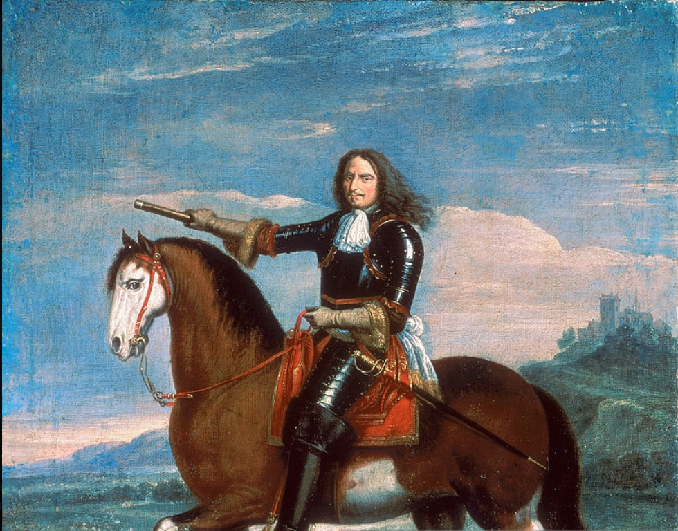 Equestrian portrait of Henri de la Tour d'Auvergne, Vicomte de Turenne, vintage artwork by Adam Frans van der Meulen, 12x8" (A4) Poster